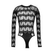 Kanten Body met Lange Mouwen Saint Laurent , Black , Dames