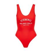 Eendelig badpak met logo Iceberg , Red , Dames