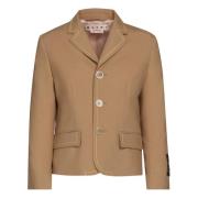 Tropische wollen jas met contraststiksels Marni , Beige , Dames