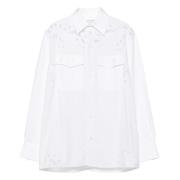 Upcycled Linnen Twin Pocket Shirt Marine Serre , White , Heren