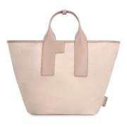 Nylon Tote met Leren Details Furla , Beige , Dames