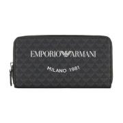 Logo Print PVC Portemonnee Rits Sluiting Emporio Armani , Black , Dame...