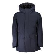 Blauwe Hoodie met Logo Woolrich , Blue , Heren