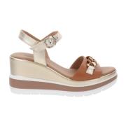 Leren Zomer Sandalen Stijlvol Comfort Nerogiardini , Brown , Dames