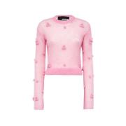 Flared Sleeve Crew Neck Sweater Rotate Birger Christensen , Pink , Dam...