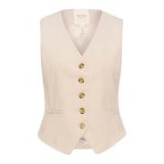 Klassieke Vest met V-Hals en Knopen Part Two , Brown , Dames