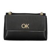 Zwarte Schoudertas met Kettinghandvatten Calvin Klein , Black , Dames