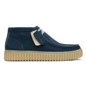 Blauwe Suède Hoge Top Sneakers Clarks , Blue , Heren