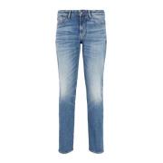 Slim Fit Denim Jeans Lage Taille Emporio Armani , Blue , Heren