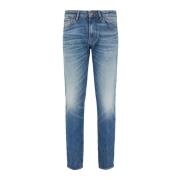 Slim Fit Denim Jeans Lage Taille Emporio Armani , Blue , Heren