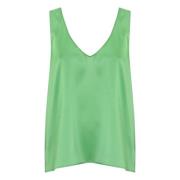 Groene Zijden Mouwloze Top Pinko , Green , Dames