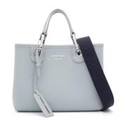 Bedrukte Hertenleren Tas met Logo Emporio Armani , Blue , Dames