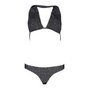 Zwarte Bikini Set Bandeau Stijl Fila , Black , Dames