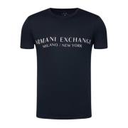 Iconisch Katoenen T-shirt - Blauw Slim Fit Armani Exchange , Blue , He...