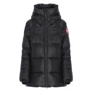 Zwarte Gewatteerde Donsjas met Capuchon Canada Goose , Black , Dames