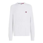 Iconische Geribbelde Katoenen Trui Tommy Hilfiger , White , Heren