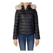 Zwarte Hooded Rits Jas Vrouwen Tommy Hilfiger , Black , Dames