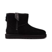 Zwarte Leren en Suède Ritslaarzen UGG , Black , Dames