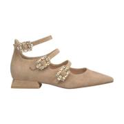 Drievoudige gesp platte ballerina schoenen Alma EN Pena , Brown , Dame...