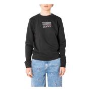 Zwarte Katoenen Sweatshirt Lange Mouw Tommy Hilfiger , Black , Dames