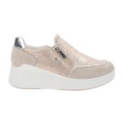 Leren en stoffen damessneakers Igi&Co , Beige , Dames