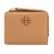 Dubbele Zak Gehamerd Leren Portemonnee Tory Burch , Brown , Dames