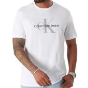 Korte Mouw Logo Voorkant Heren T-shirt Calvin Klein Jeans , White , He...