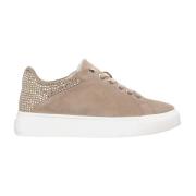 Glinsterende Leren Sneakers Alma EN Pena , Beige , Dames