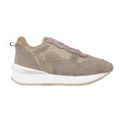 Glanzende leren sneaker met platformzool Alma EN Pena , Beige , Dames