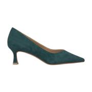 Puntige Neus Middelhoge Leren Schoen Alma EN Pena , Green , Dames