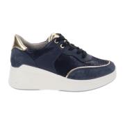 Leren en stoffen damessneakers Igi&Co , Blue , Dames