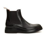 Zwarte Leren Chelsea Boots Santoni , Black , Heren