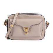 Leren Crossbody Tas met Iconische Sluiting Coccinelle , Beige , Dames