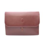 Pre-owned Leather clutches Cartier Vintage , Brown , Dames