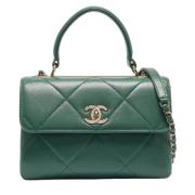 Pre-owned Leather chanel-bags Chanel Vintage , Green , Dames