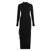 Merino wollen jurk met zijsplit Michael Kors , Black , Dames