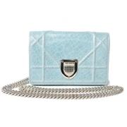 Pre-owned Leather clutches Dior Vintage , Blue , Dames