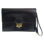 Pre-owned Leather clutches Hermès Vintage , Black , Dames