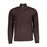 Bruine Geborduurde Sweater met Halve Rits U.s. Polo Assn. , Brown , He...