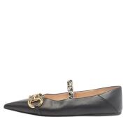 Pre-owned Leather flats Gucci Vintage , Black , Dames