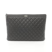 Pre-owned Leather clutches Chanel Vintage , Black , Dames