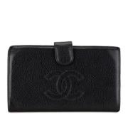 Pre-owned Leather wallets Chanel Vintage , Black , Dames