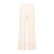 Flared Satijnen Broek Ivory Forte Forte , Beige , Dames