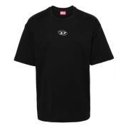 Zwarte Boxy T-shirt Front Oval Diesel , Black , Heren