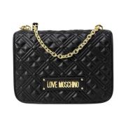 Zwarte schoudertas met clipsluiting Love Moschino , Black , Dames