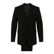 Zwart Wol Blazer en Broek Set Emporio Armani , Black , Heren