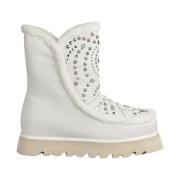 Studded Fur Ankle Boots Alma EN Pena , White , Dames