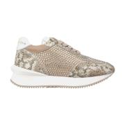 Glanzende leren platform sneakers Alma EN Pena , Beige , Dames