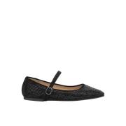 Glitter Ballerina Platte Schoenen Alma EN Pena , Black , Dames