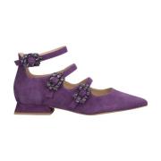 Drievoudige gesp platte ballerina schoenen Alma EN Pena , Purple , Dam...